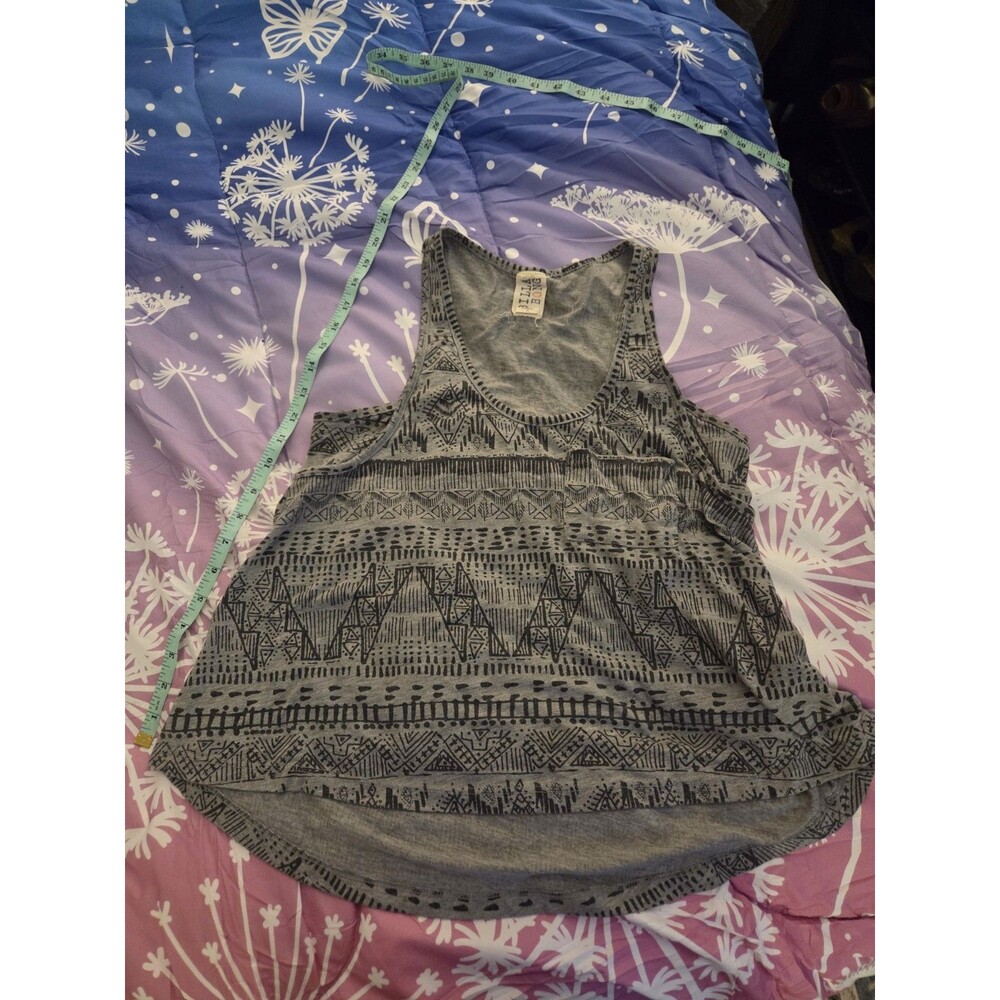 Y2K Billabong JUNIORS Gray Black Geometric RACER Scoop Neck Tank Top M